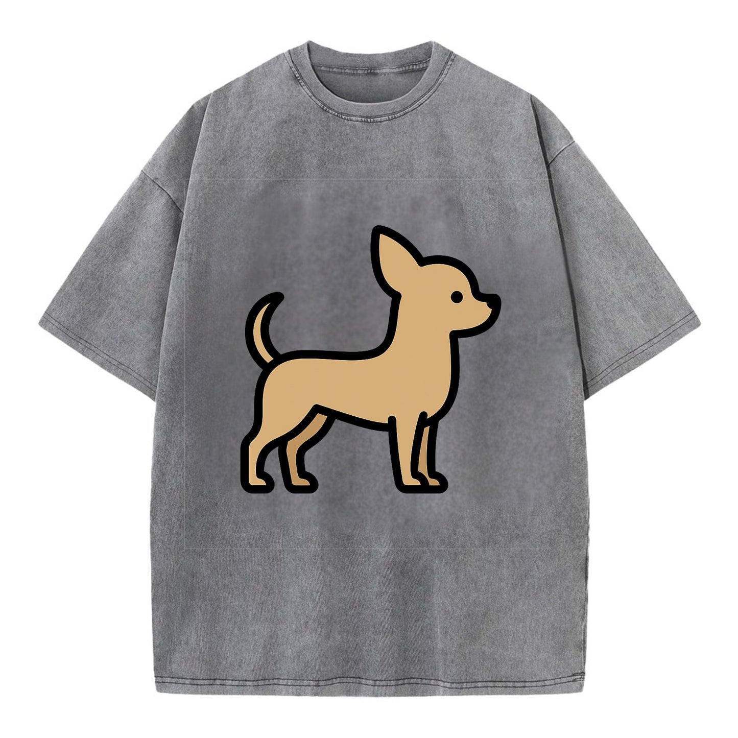 Chihuahua - Tan smooth coat flat side profile - Vintage T-shirt - Grey