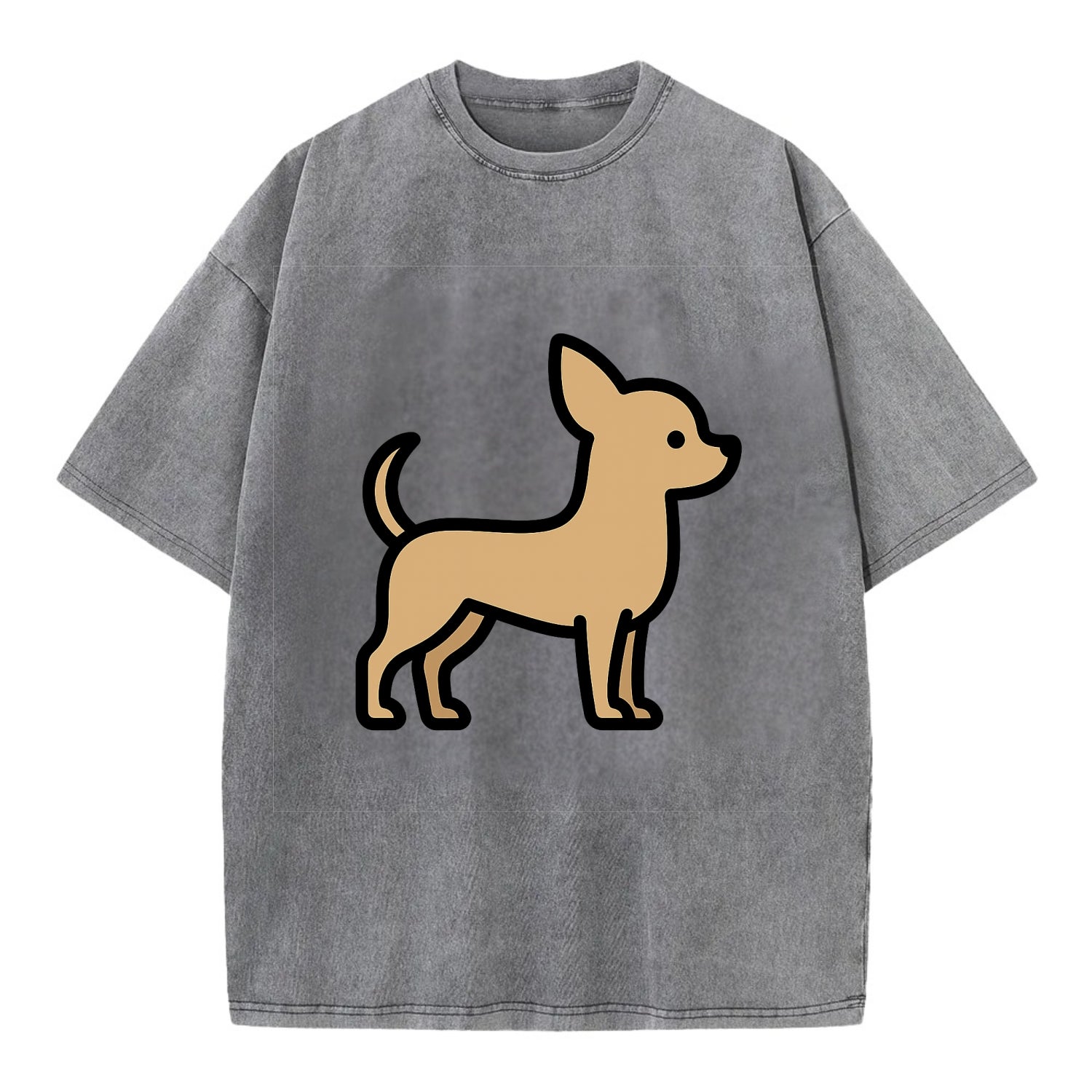 Chihuahua - Tan smooth coat flat side profile - Vintage T-shirt - Grey