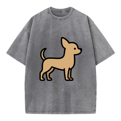 Chihuahua - Tan smooth coat flat side profile - Vintage T-shirt - Grey