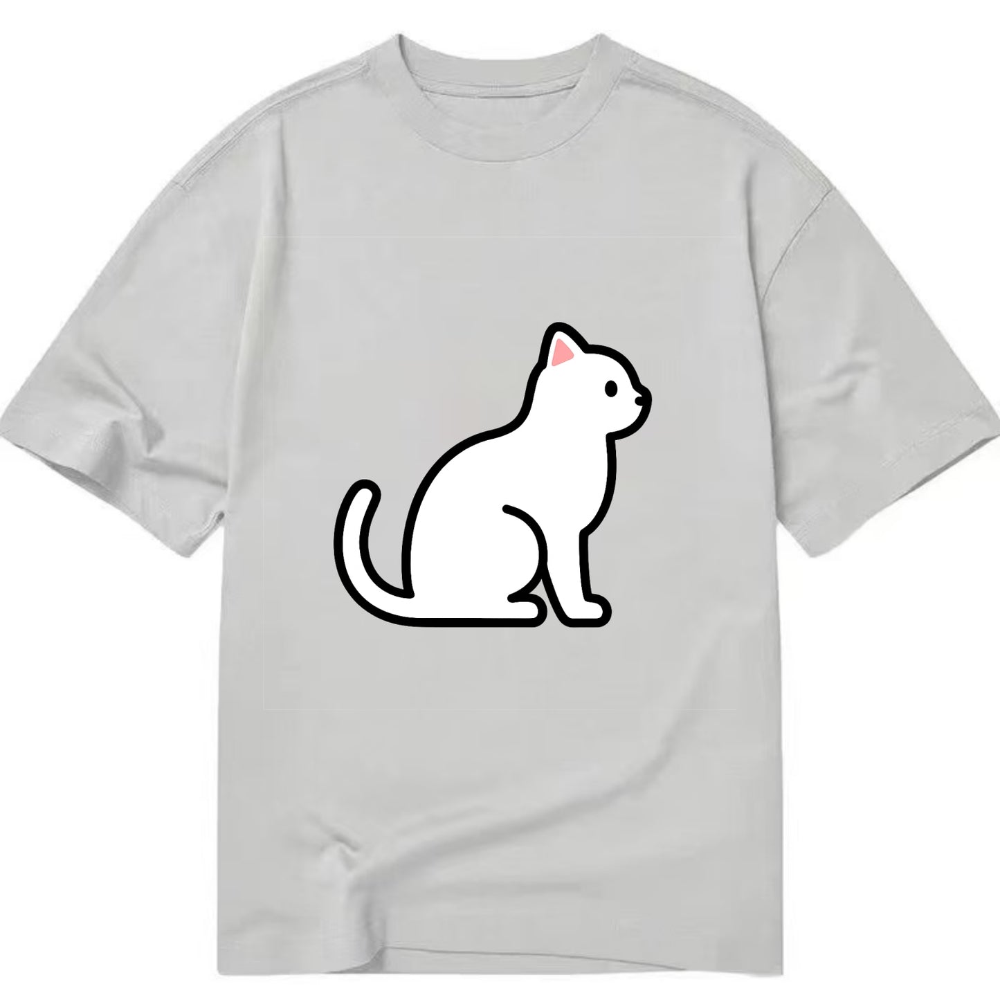 Domestic Shorthair - White classic flat side profile - Classic T-shirt - Grey
