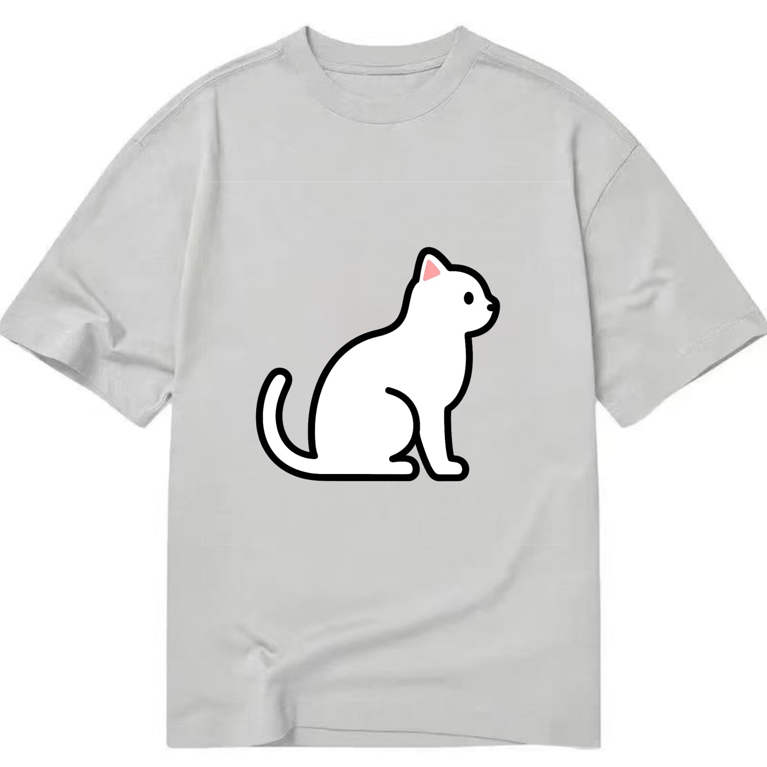 Domestic Shorthair - White classic flat side profile - Classic T-shirt - Grey