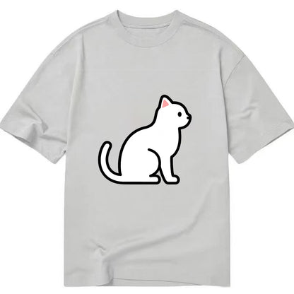 Domestic Shorthair - White classic flat side profile - Classic T-shirt - Grey