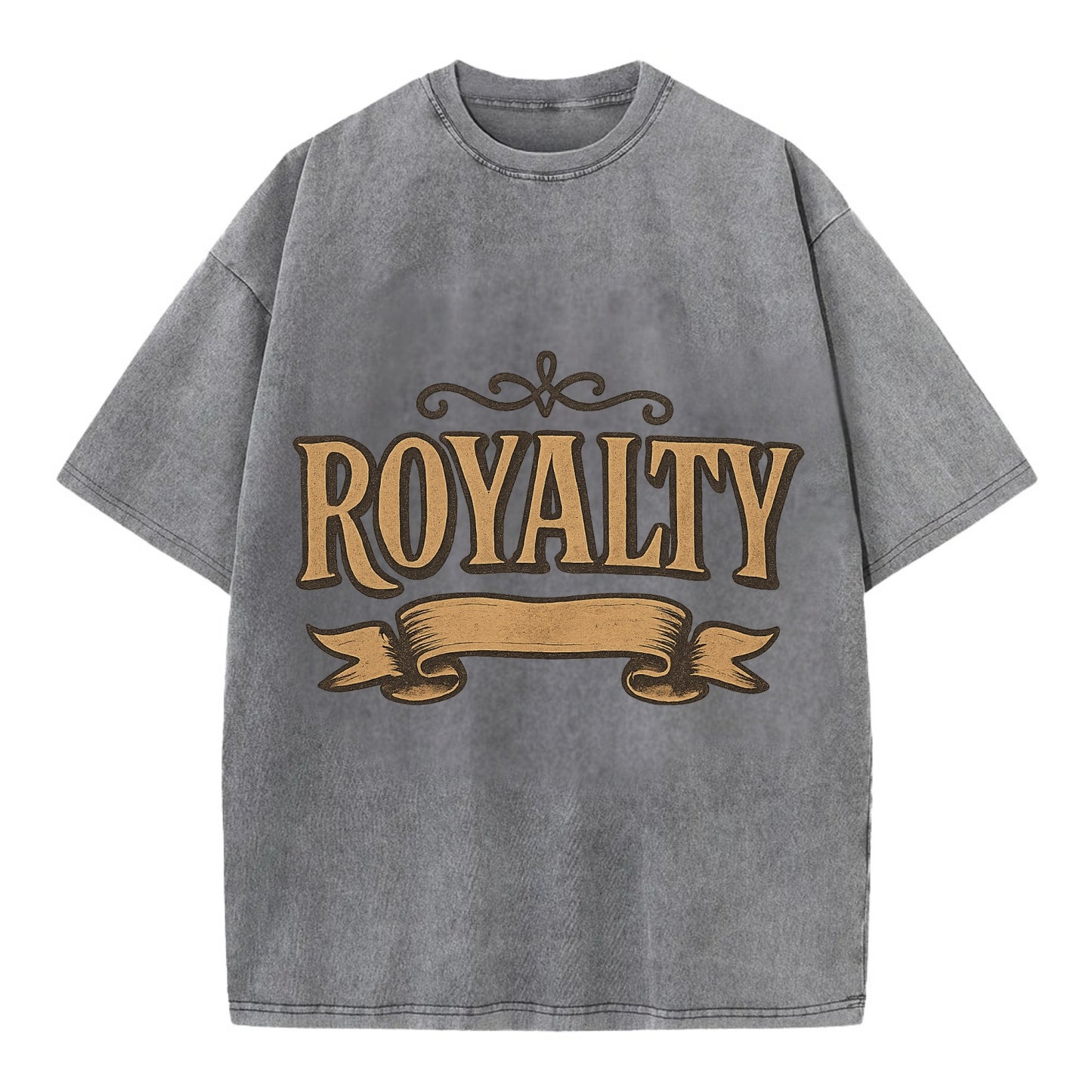 Bold typography design - "ROYALTY" - regal bearing, noble spirit - Vintage T-shirt - Grey