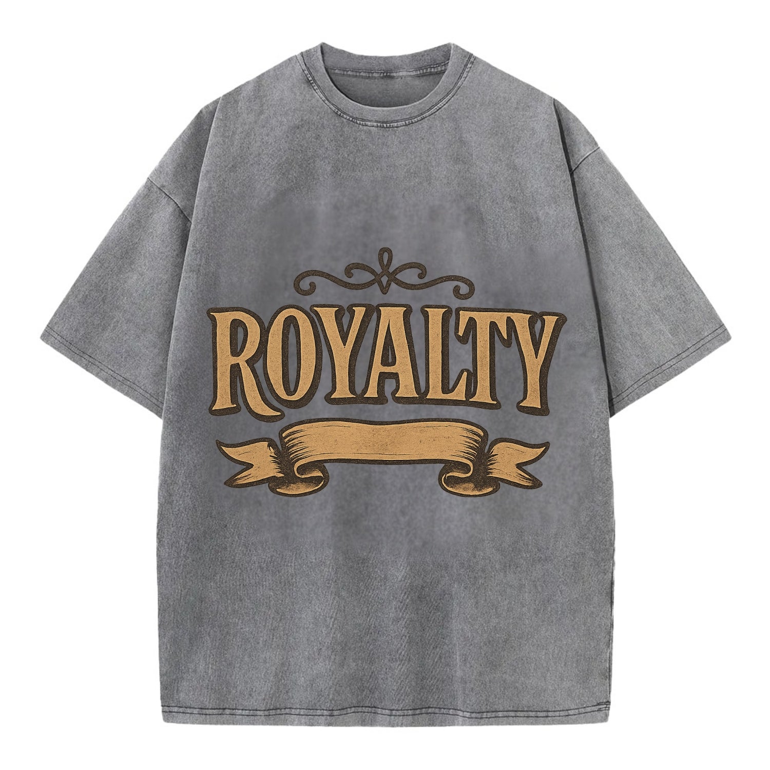 Bold typography design - "ROYALTY" - regal bearing, noble spirit - Vintage T-shirt - Grey