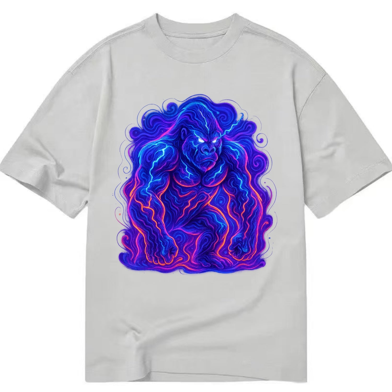 Mighty gorilla with electricity flowing through defined muscles, lightning bolt - Classic T-shirt - Grey