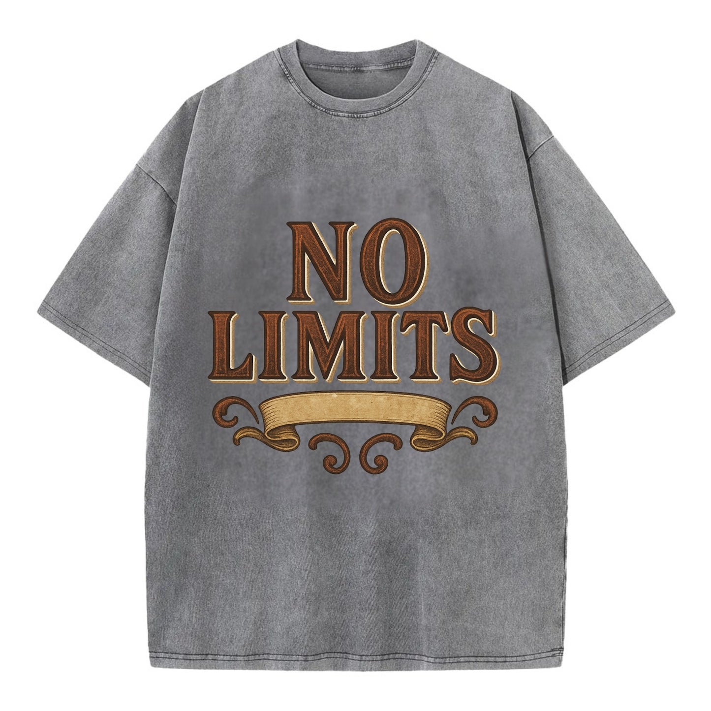 Bold typography design - "NO LIMITS" - boundless potential - Vintage T-shirt - Grey