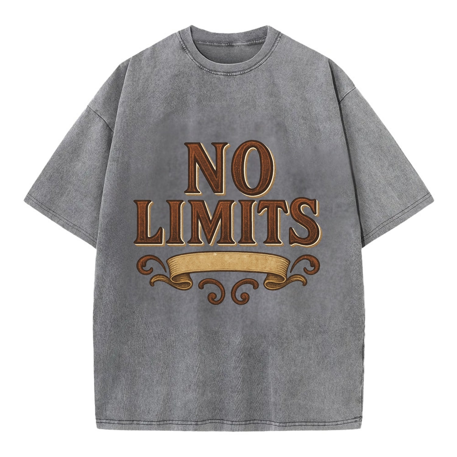 Bold typography design - "NO LIMITS" - boundless potential - Vintage T-shirt - Grey
