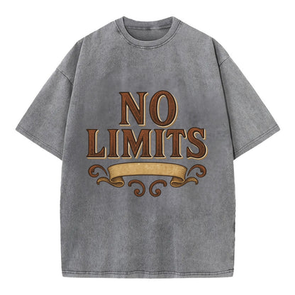 Bold typography design - "NO LIMITS" - boundless potential - Vintage T-shirt - Grey
