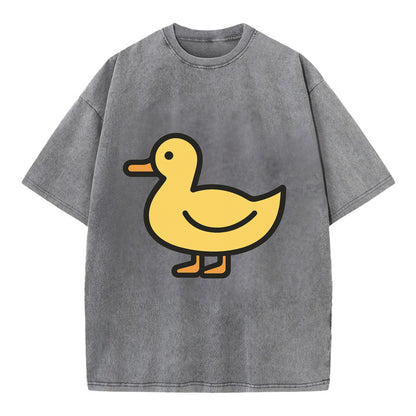 Duck - Yellow mallard flat side profile - Vintage T-shirt - Grey