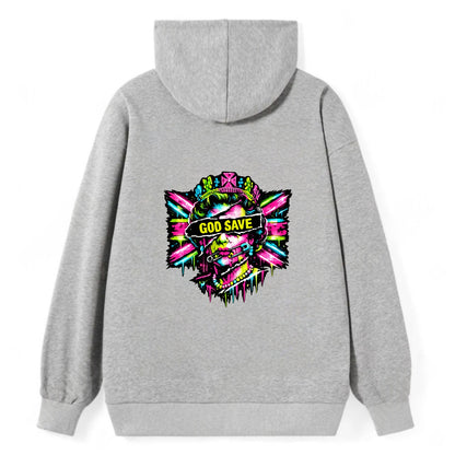 GOD SAVE | Torn royal portrait style | Blackout bar across eyes | Safety - Classic Pullover Hoodie - Grey