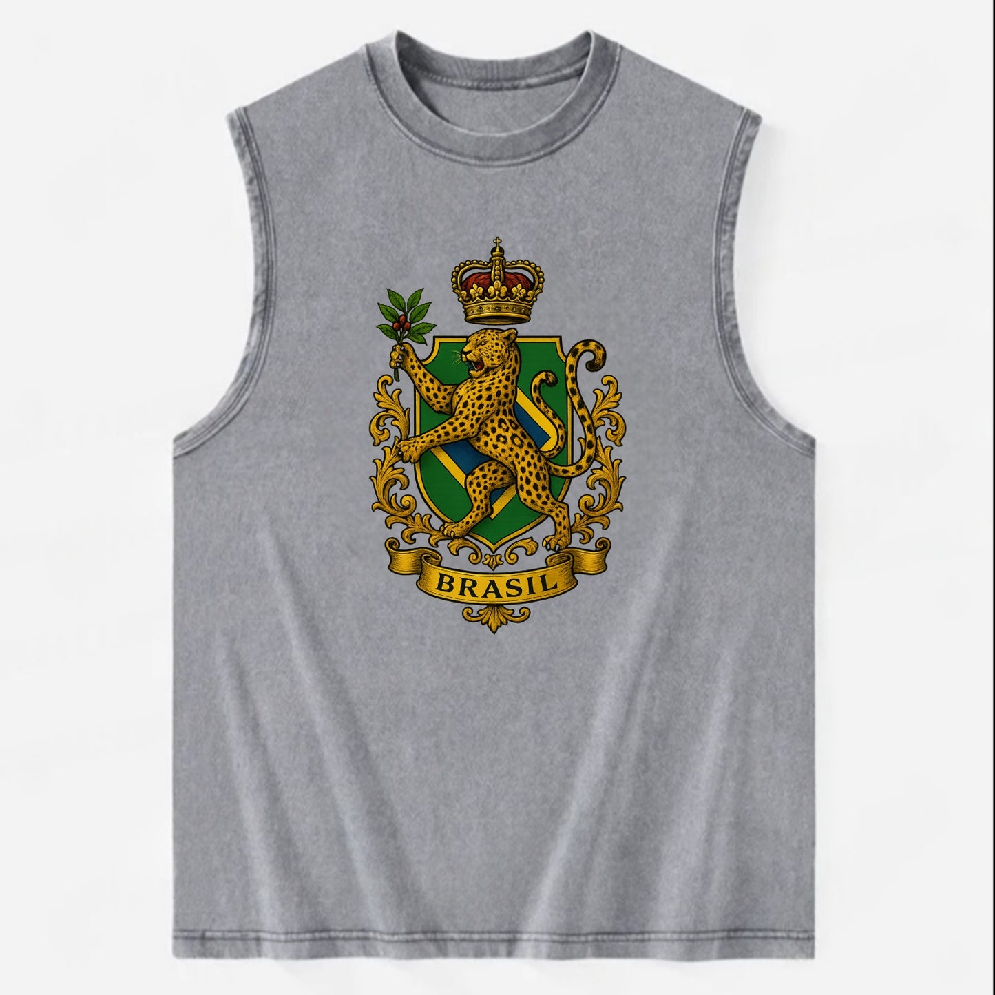 Brazil Jaguar Emblem  - Vintage Washed Tank - Grey