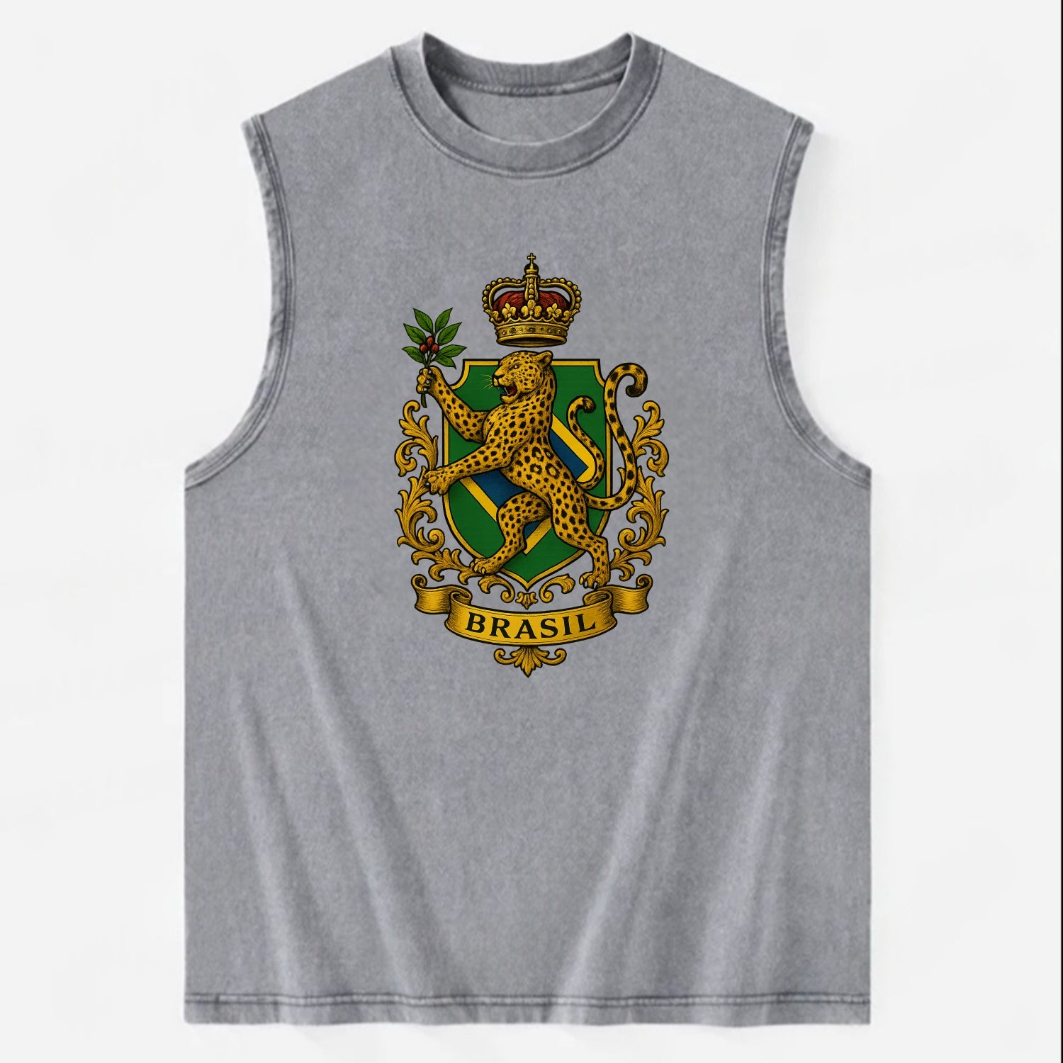 Brazil Jaguar Emblem  - Vintage Washed Tank - Grey