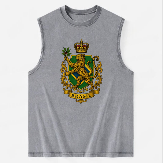 Brazil Jaguar Emblem  - Vintage Washed Tank - Grey