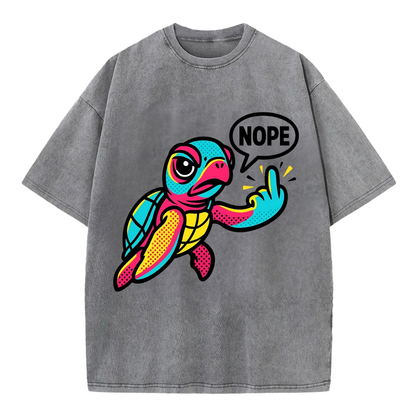baby sea turtle swimming gracefully, one flipper extended sassily - Vintage T-shirt - Grey