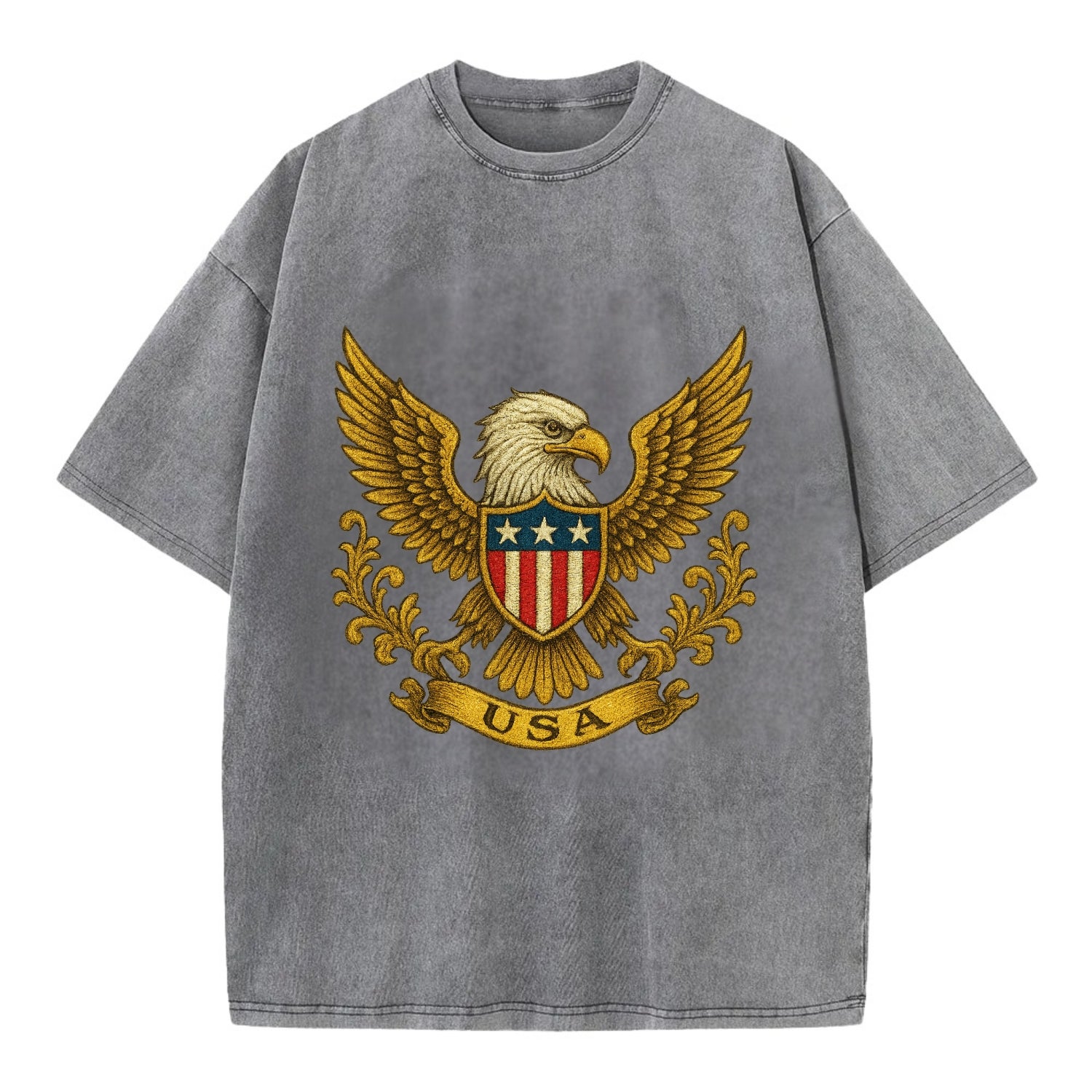 Usa Heritage Eagle Baseball Cap 2 - Vintage T-shirt - Grey