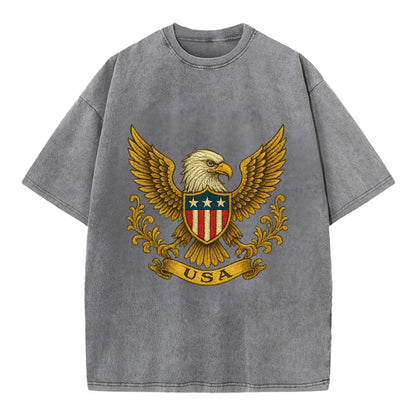Usa Heritage Eagle Baseball Cap 2 - Vintage T-shirt - Grey