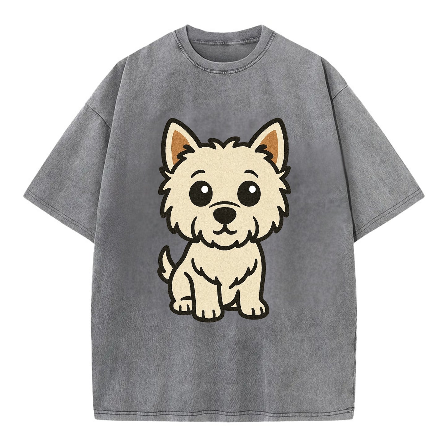 West Highland White Terrier - Alert standing pose - Vintage T-shirt - Grey