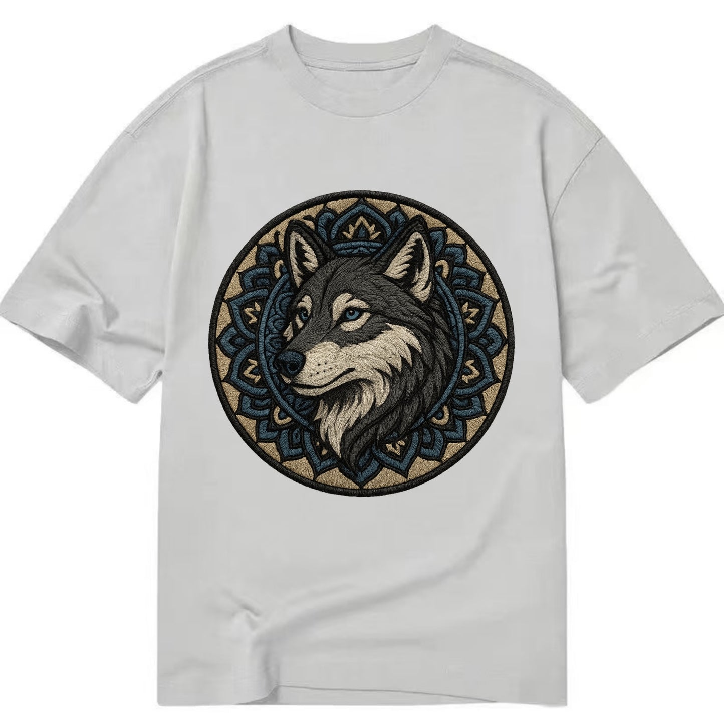 Mandala Wolf Pattern  - Classic T-shirt - Grey