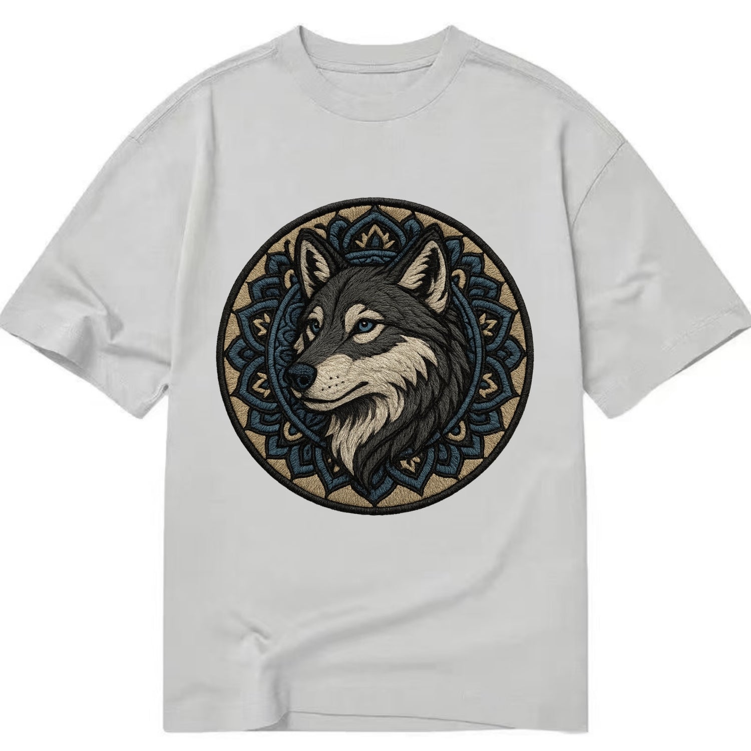 Mandala Wolf Pattern  - Classic T-shirt - Grey
