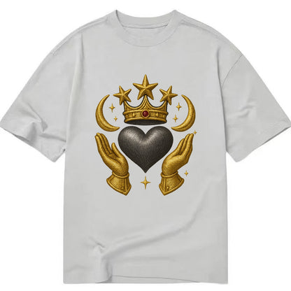 Sun goddess crown radiating golden rays over a midnight heart with henna-adorned - Classic T-shirt - Grey
