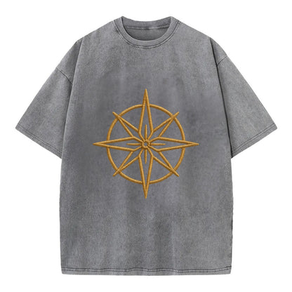 Compass Rose  - Vintage T-shirt - Grey