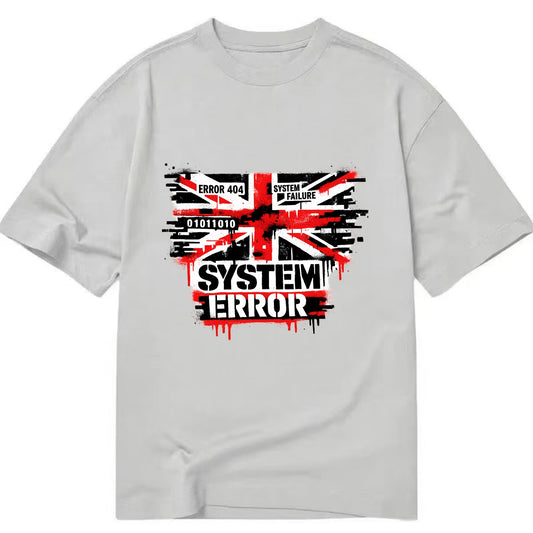 SYSTEM ERROR | Glitch Union Jack pattern | Digital corruption effect | Error code - Classic T-shirt - Grey