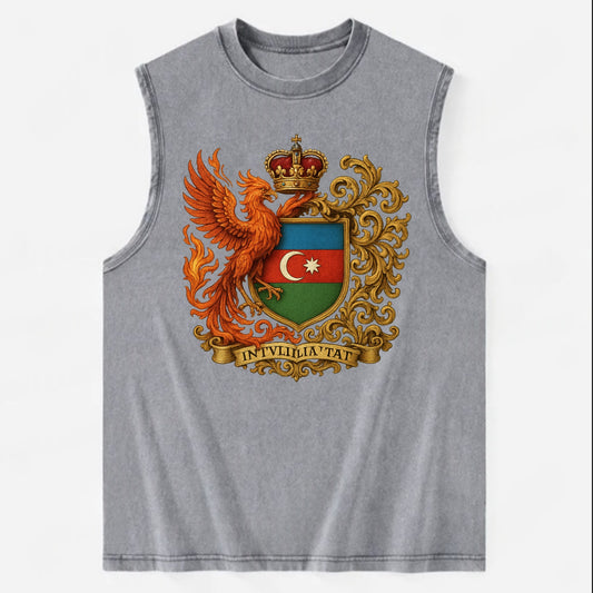 Azerbaijan Fire Phoenix Emblem - Vintage Washed Tank - Grey