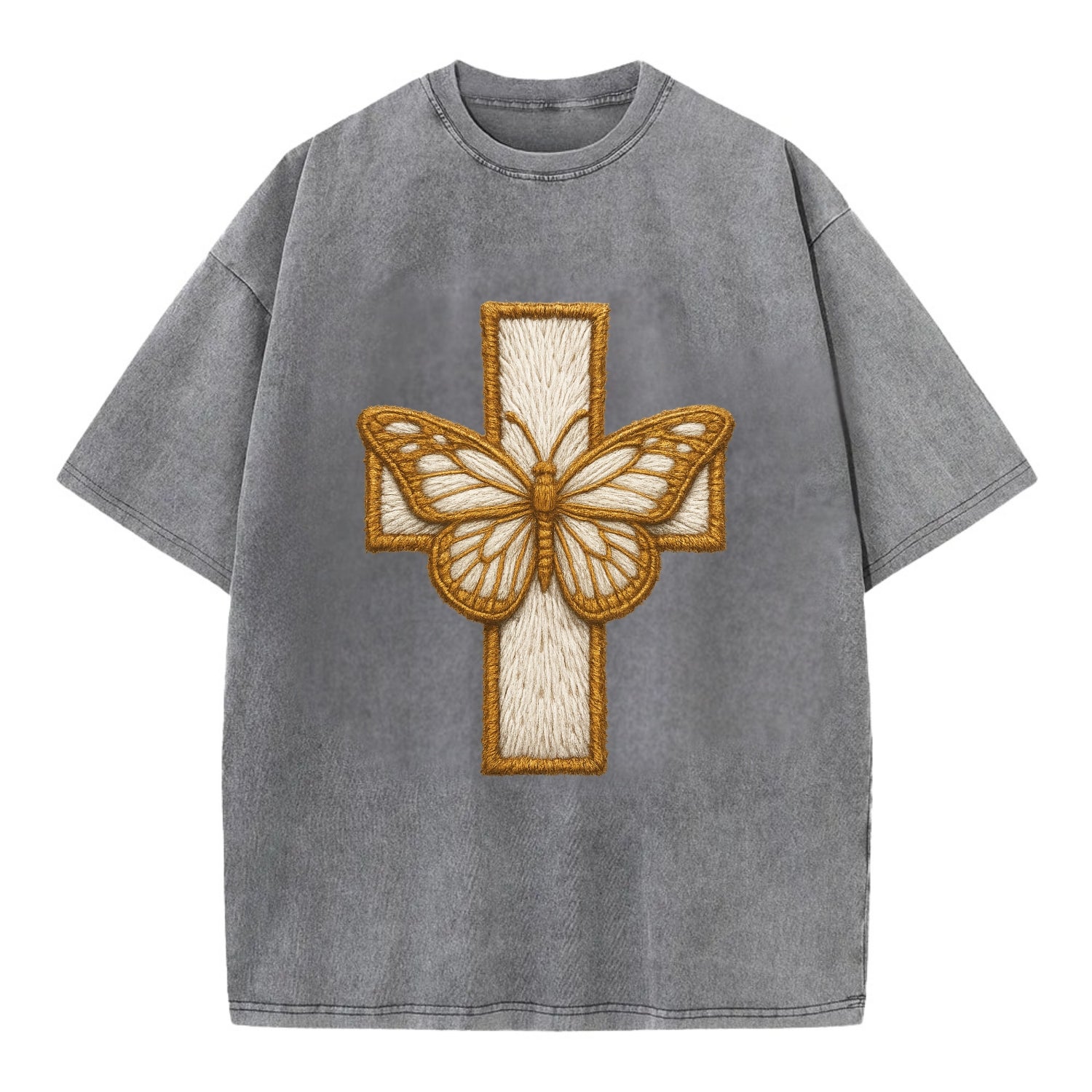 Resurrection Cross  - Vintage T-shirt - Grey