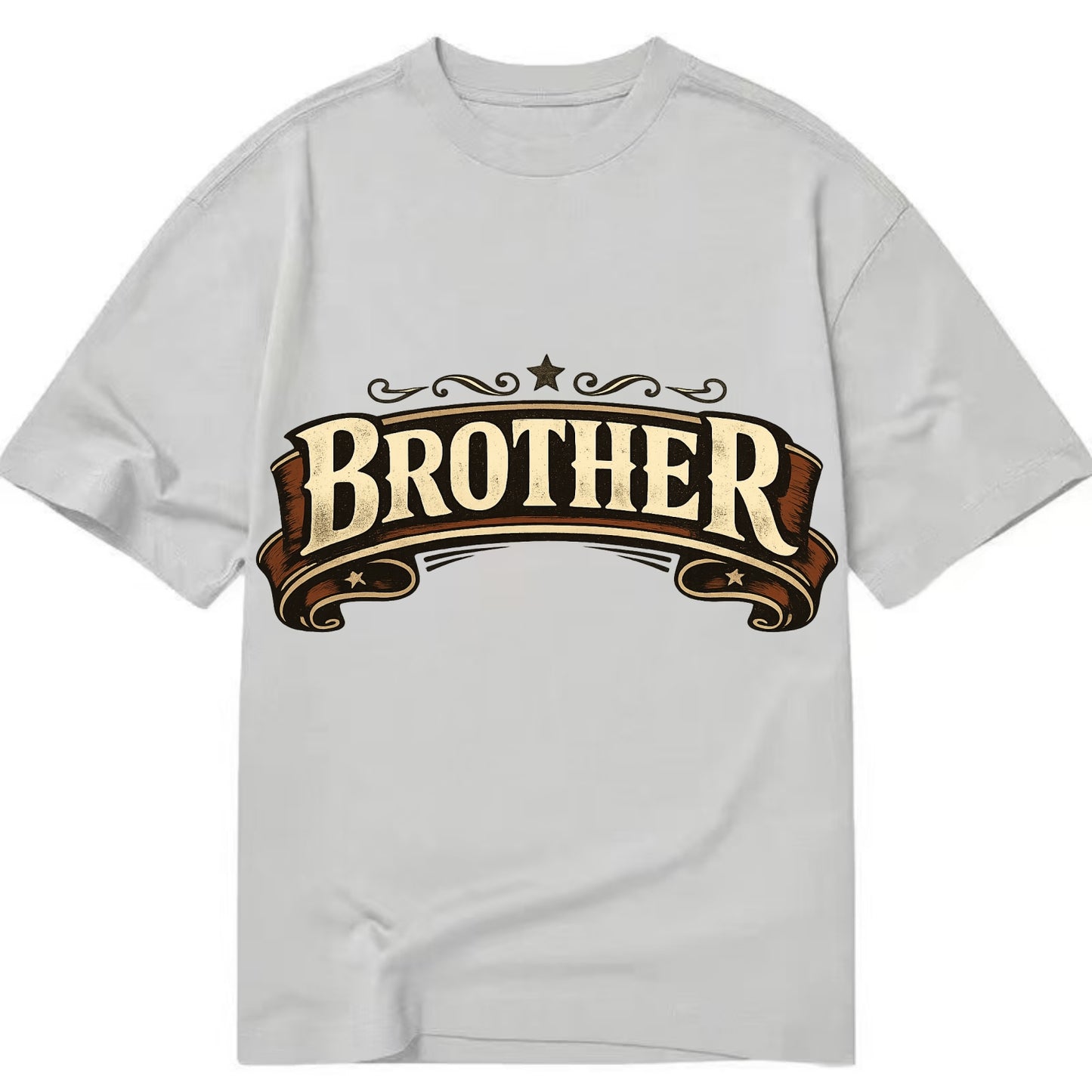 Bold typography design - "BROTHER" - male bond, brotherhood - Classic T-shirt - Grey
