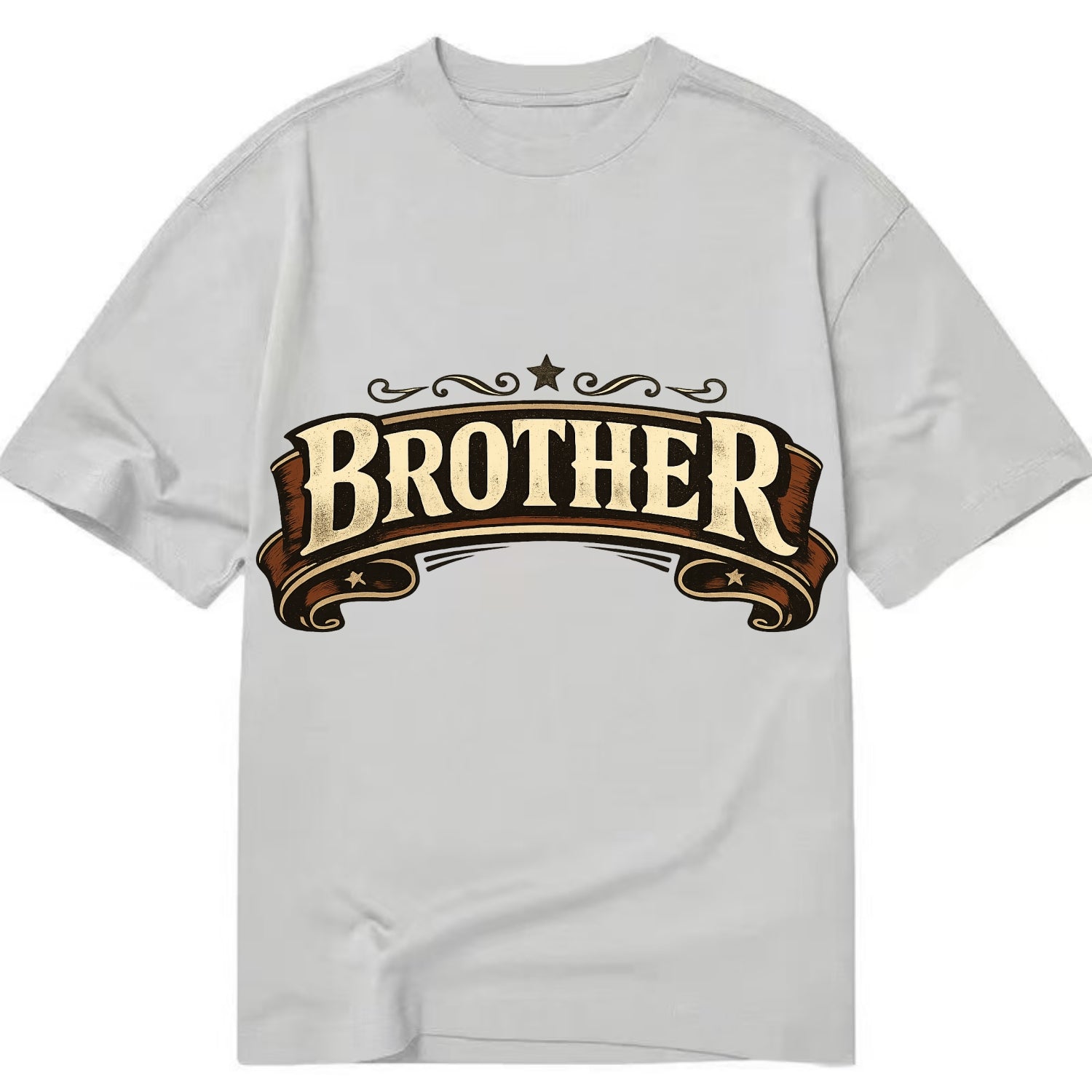Bold typography design - "BROTHER" - male bond, brotherhood - Classic T-shirt - Grey