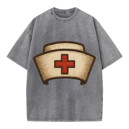 Nurse Cap  - Vintage T-shirt - Grey