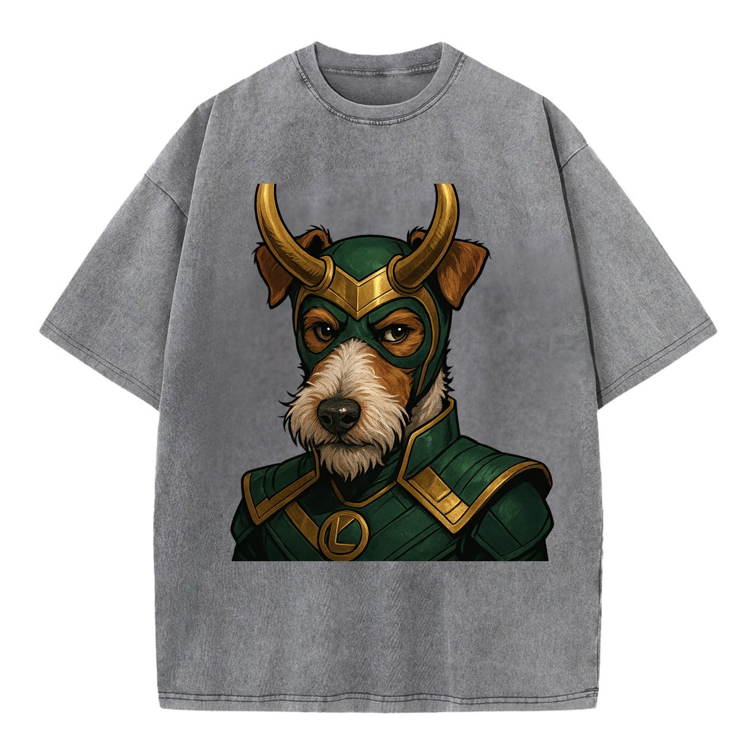 Fox Terrier Loki  - Vintage T-shirt - Grey