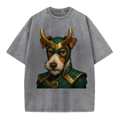 Fox Terrier Loki  - Vintage T-shirt - Grey
