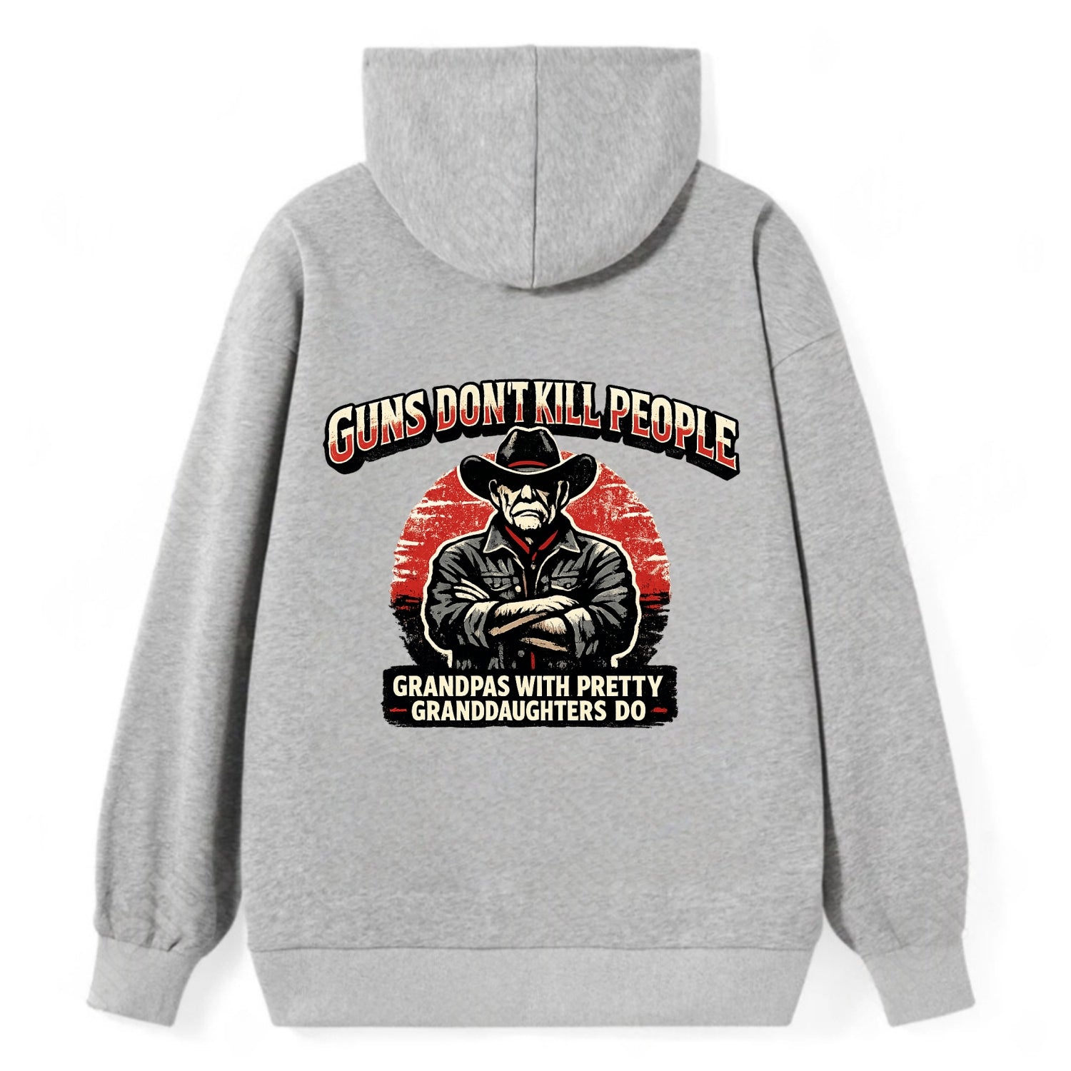 Grandpas Pretty Granddaughters - Cowboy - Classic Pullover Hoodie - Grey