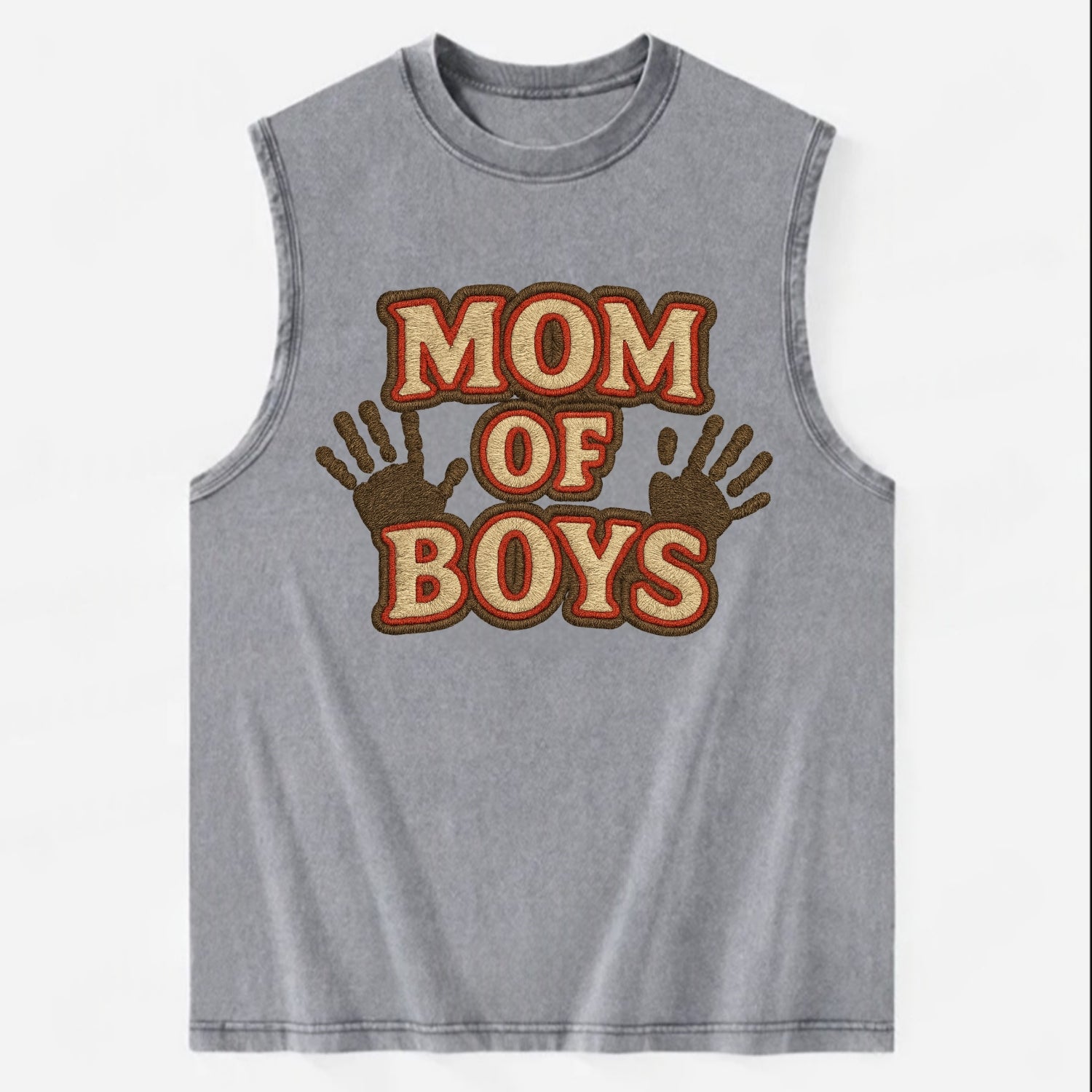 Mom Of Boys  - Vintage Washed Tank - Grey