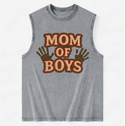 Mom Of Boys  - Vintage Washed Tank - Grey