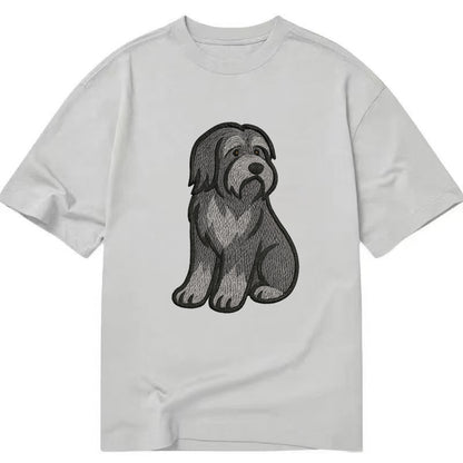 Bearded Collie - Gray shaggy coat embroidered pose - Classic T-shirt - Grey