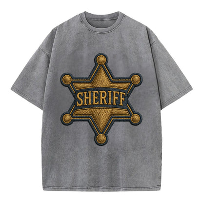 Sheriff Badge  - Vintage T-shirt - Grey
