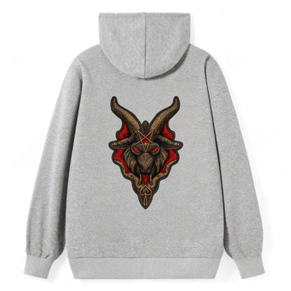 BAPHOMET HEAD - goat head symbol in black and red , occult - Classic Pullover Hoodie - Grey