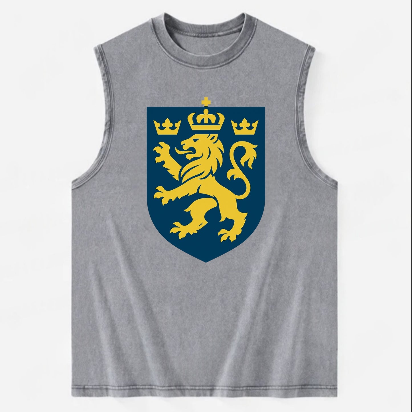 Sweden Three Crowns Emblem  - Vintage Washed Tank - Grey