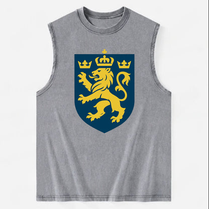 Sweden Three Crowns Emblem  - Vintage Washed Tank - Grey