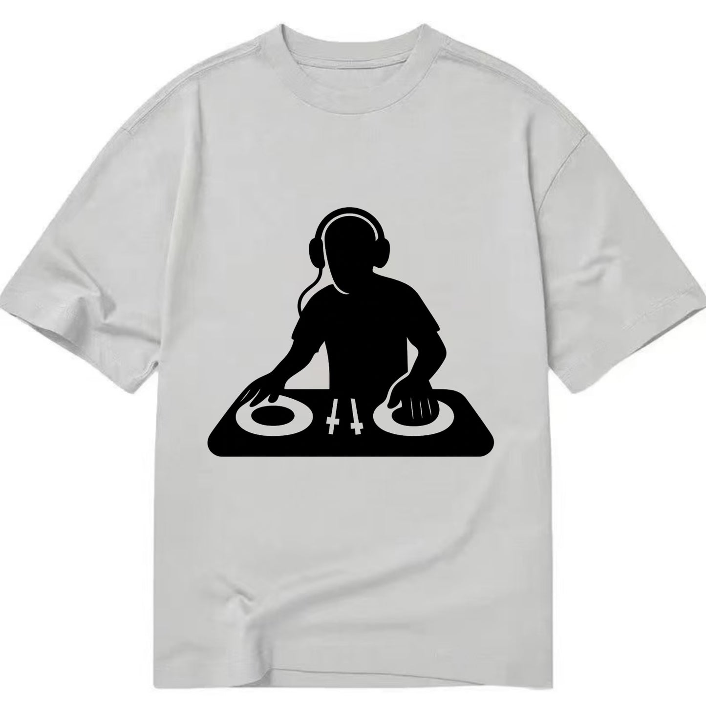 DJ with turntables and headphones - Classic T-shirt - Grey