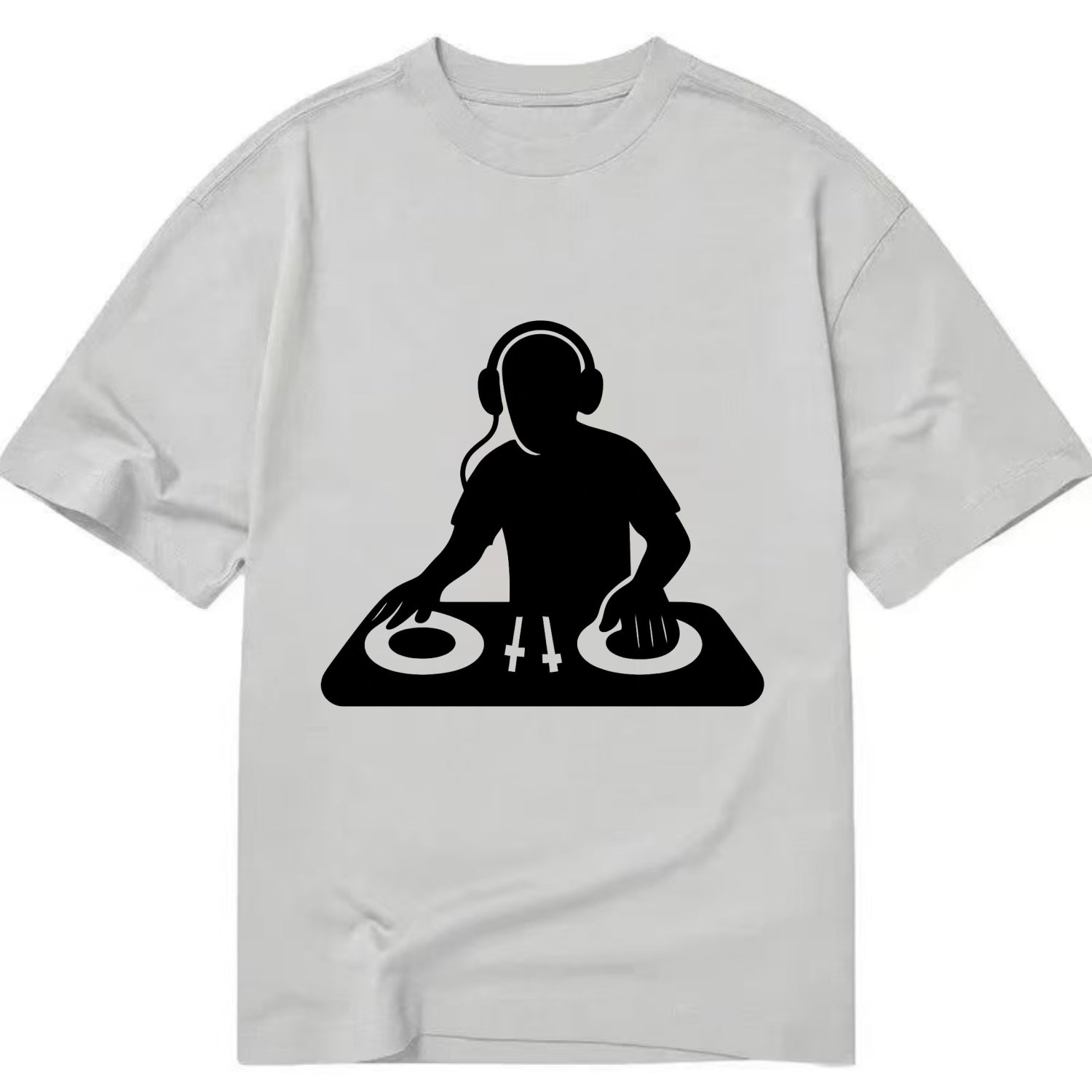 DJ with turntables and headphones - Classic T-shirt - Grey