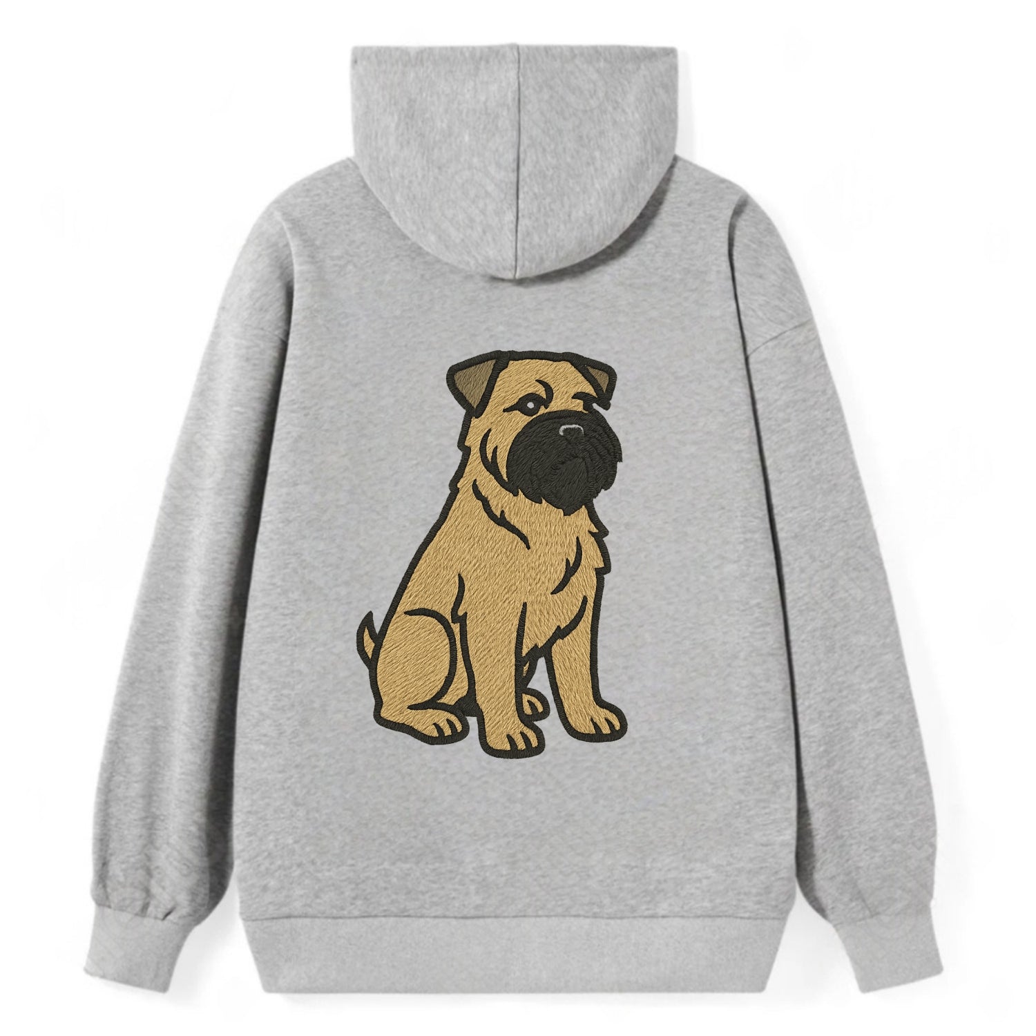 Bouvier des Flandres - Fawn rough coat embroidered design - Classic Pullover Hoodie - Grey