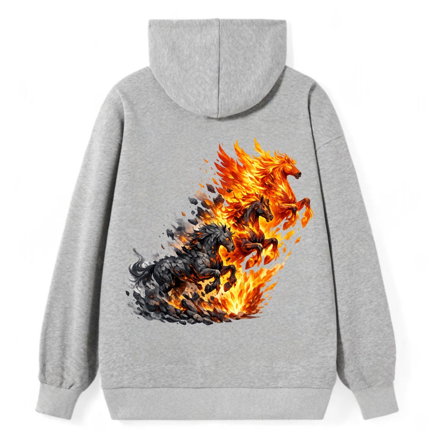 INFERNO STALLION | Horse made entirely of living flames | Blazing mane - Classic Pullover Hoodie - Grey