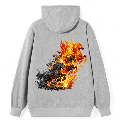 INFERNO STALLION | Horse made entirely of living flames | Blazing mane - Classic Pullover Hoodie - Grey