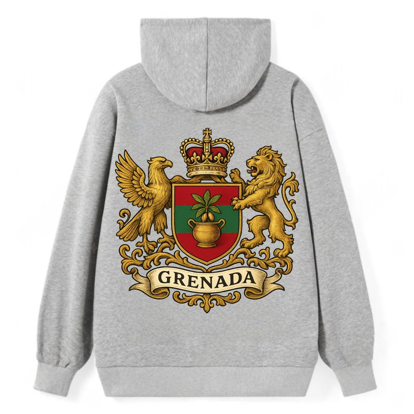 Grenada Heritage Badge  - Classic Pullover Hoodie - Grey