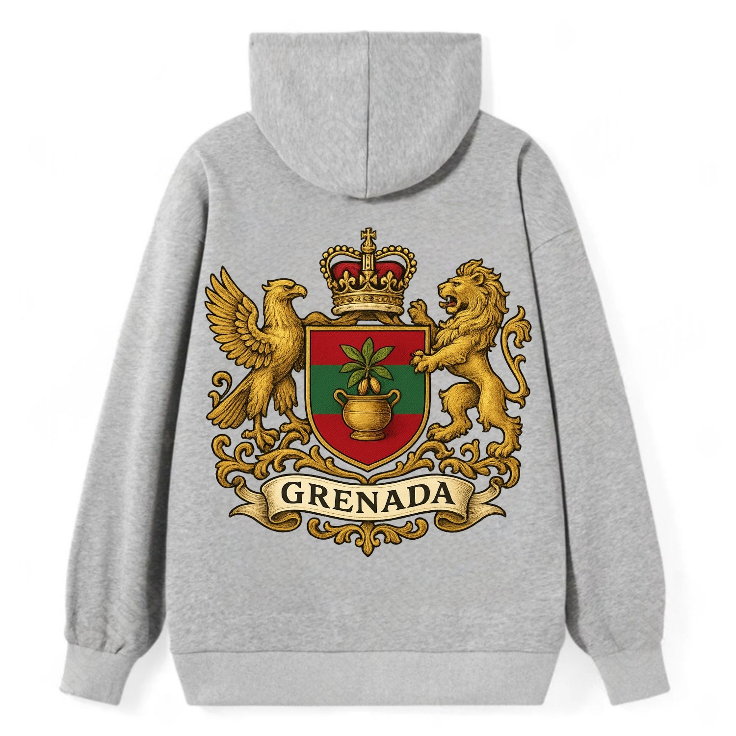 Grenada Heritage Badge  - Classic Pullover Hoodie - Grey