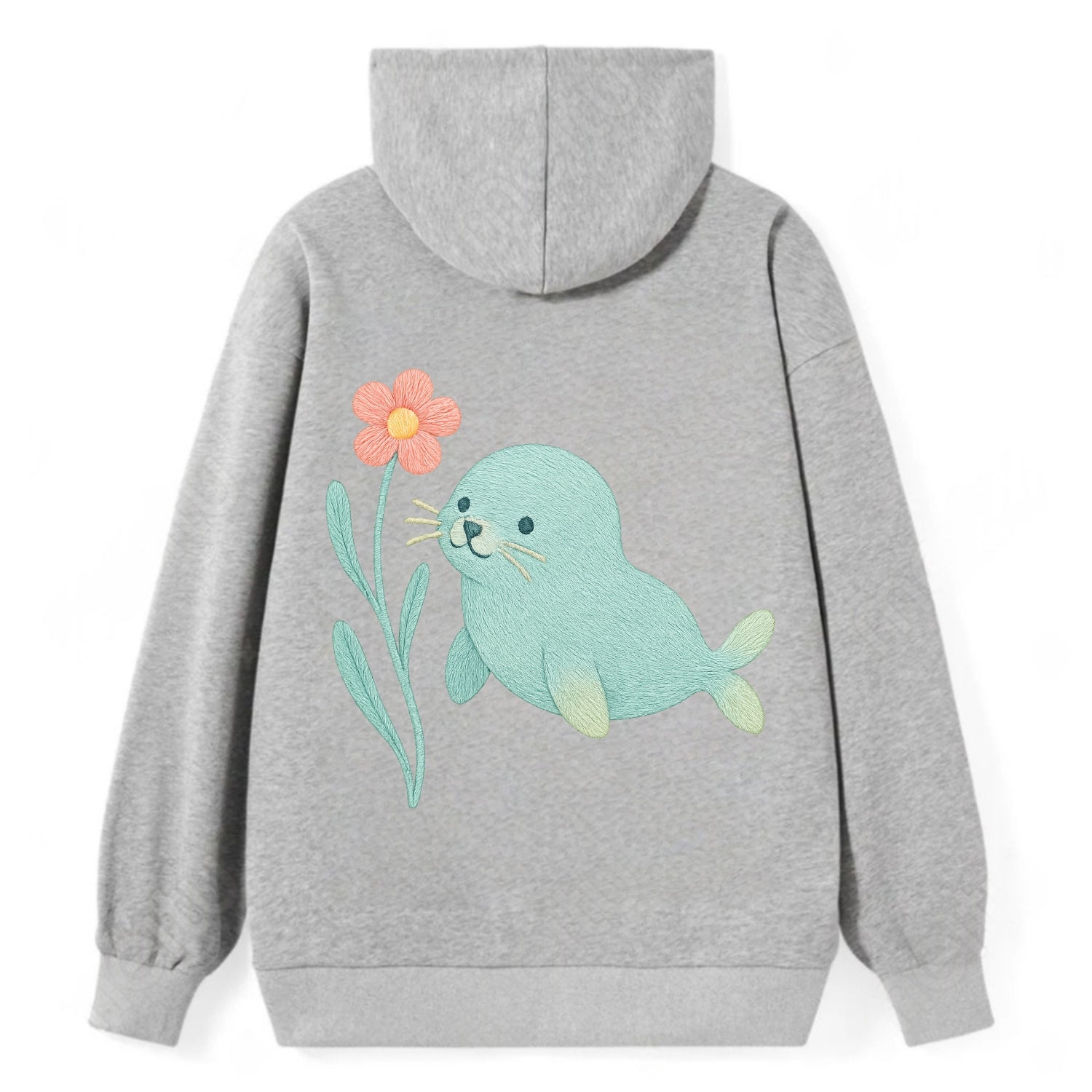 Mint Seal Pup - Classic Pullover Hoodie - Grey