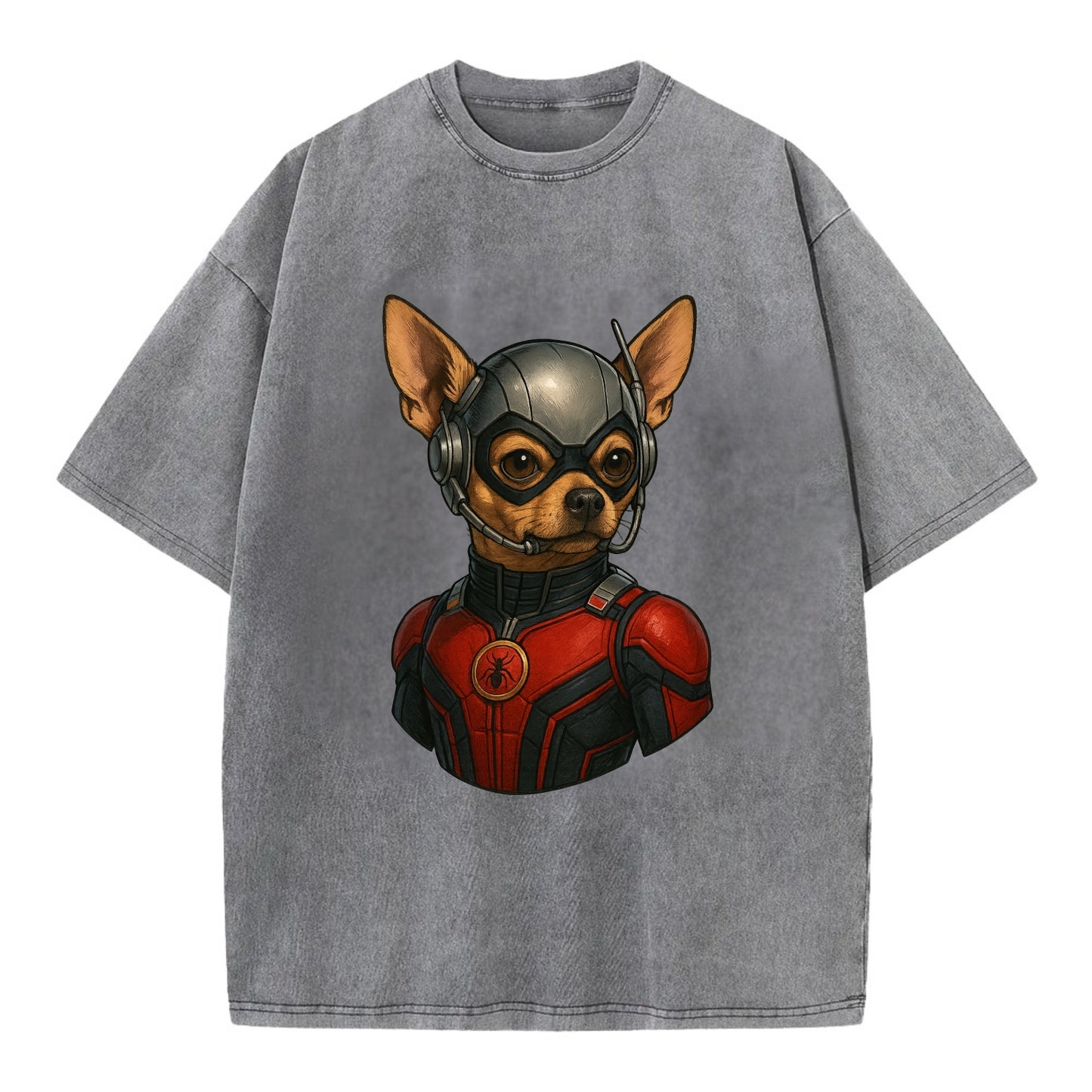Chihuahua Ant-Man  - Vintage T-shirt - Grey